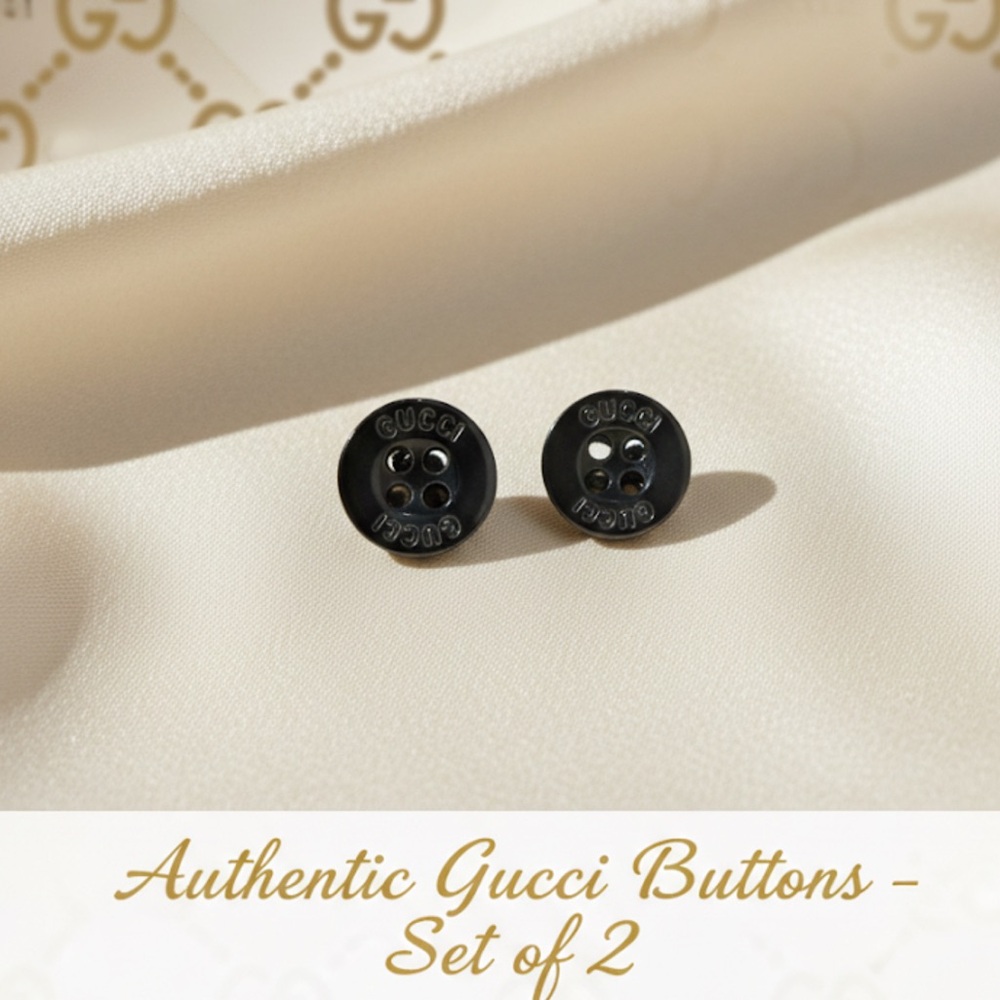 New 2 authentic Gucci luxury designer replacement black iridescent logo buttons